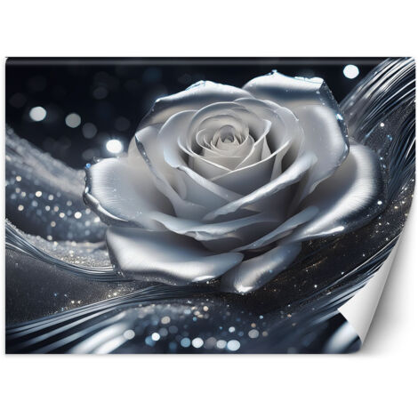 Papier peint Fleur de rose argent 400x280