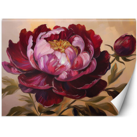 Papier peint Fleur Pivoine Rouge Peinte 150x105