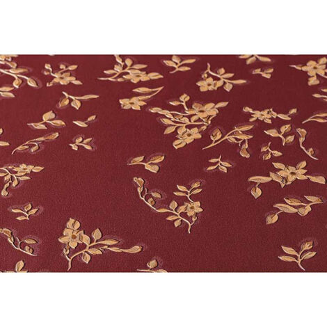 Papier peint fleuri rouge et doré Tapisserie à motif style baroque Papiers peints élégants couleur rouge et or pour salon et salle à manger