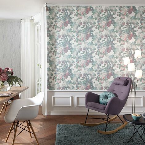 Papier peint fleuri vintage idéal salon | Tapisserie vintage motif floral chambre adulte | Papier peint motif floral couloir & séjour