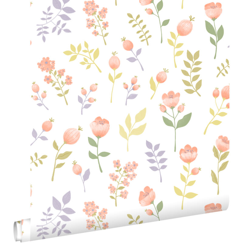 Papier peint fleurs pastel Estahome