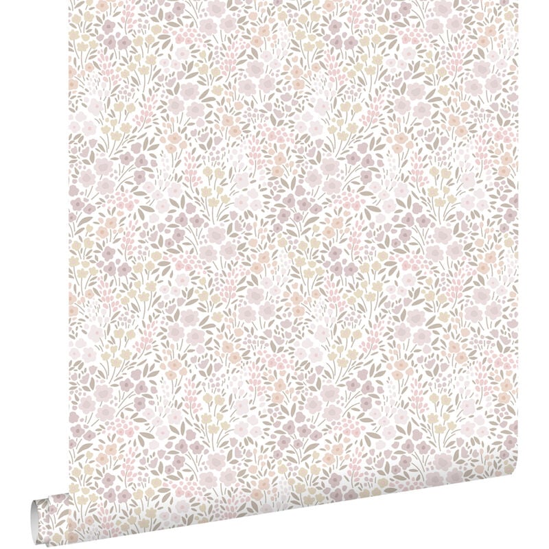 Papier peint fleurs rose lilas Estahome
