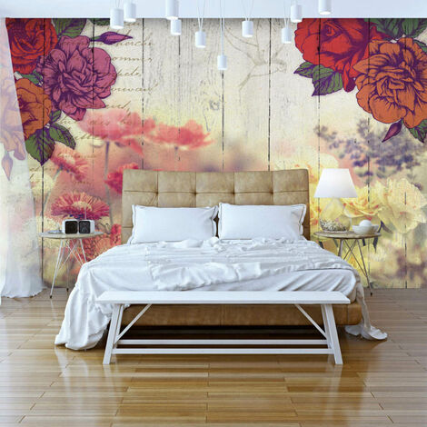 Papier peint fleurs anciennes - Orange