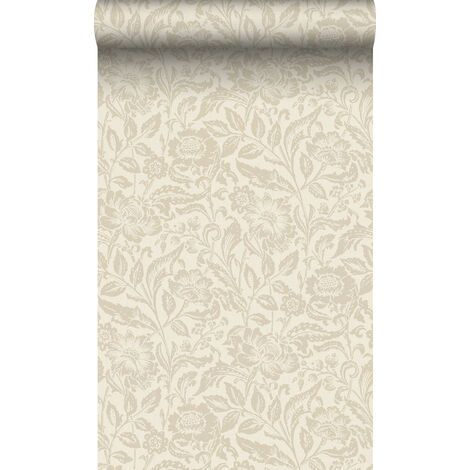 papier peint fleurs beige crème  - Origin Wallcoverings