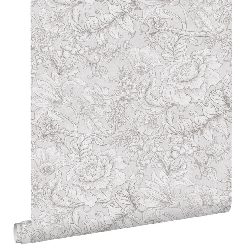 Papier peint fleurs gris Estahome