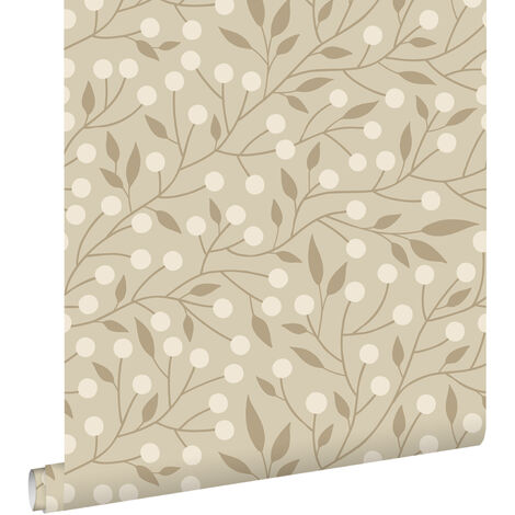papier peint fleurs beige  - ESTAhome