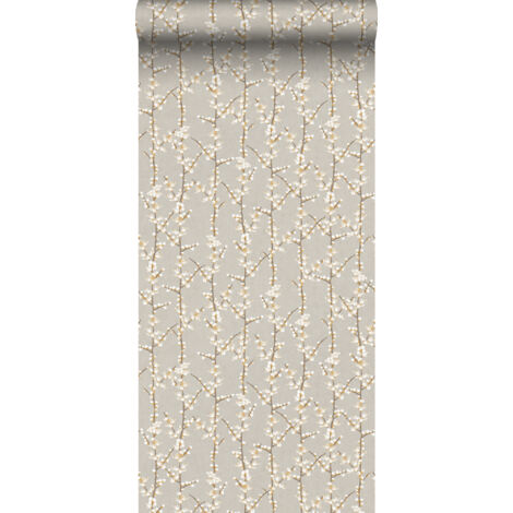 papier peint fleurs beige et blanc  - Sanders & Sanders