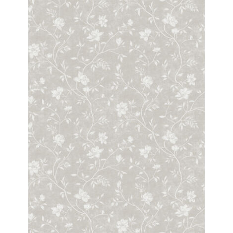 papier peint fleurs beige et blanc  - Sanders & Sanders