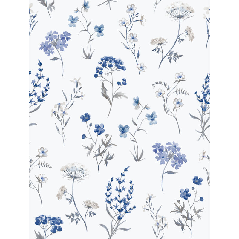 papier peint fleurs blanc et bleu - Sanders & Sanders