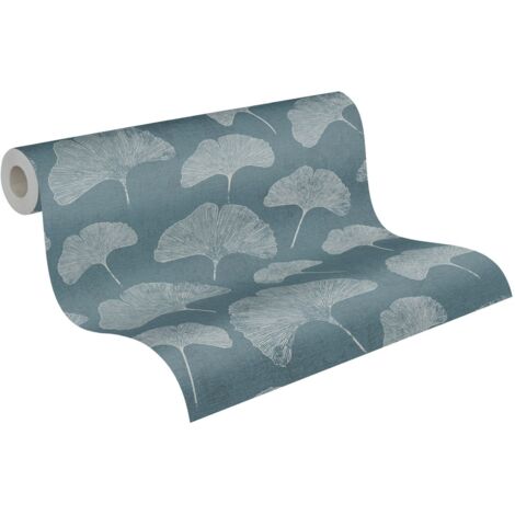 papier peint fleurs bleu, blanc et argent  - Livingwalls