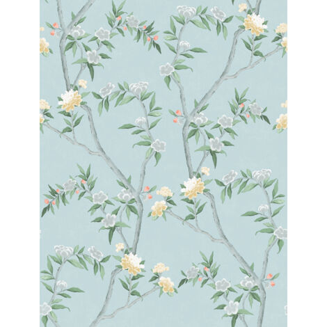 papier peint fleurs bleu clair  - Sanders & Sanders