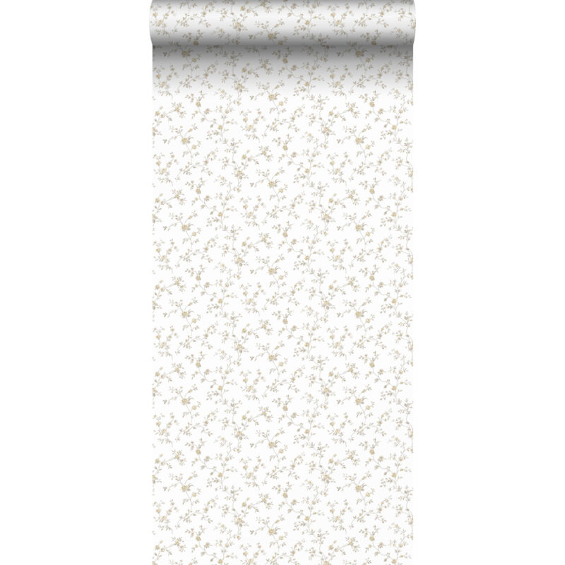 Papier peint fleurs jaune ocre et blanc Sanders&sanders