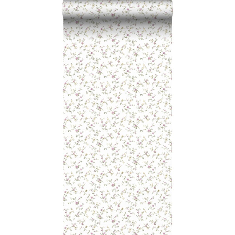 Sanders&sanders - papier peint fleurs vert, violet et blanc