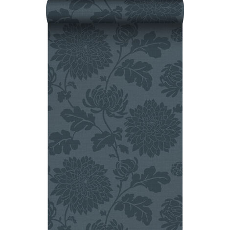 papier peint fleurs bleu foncé - Origin Wallcoverings