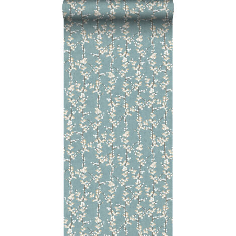 papier peint fleurs bleu gris et blanc  - Sanders & Sanders