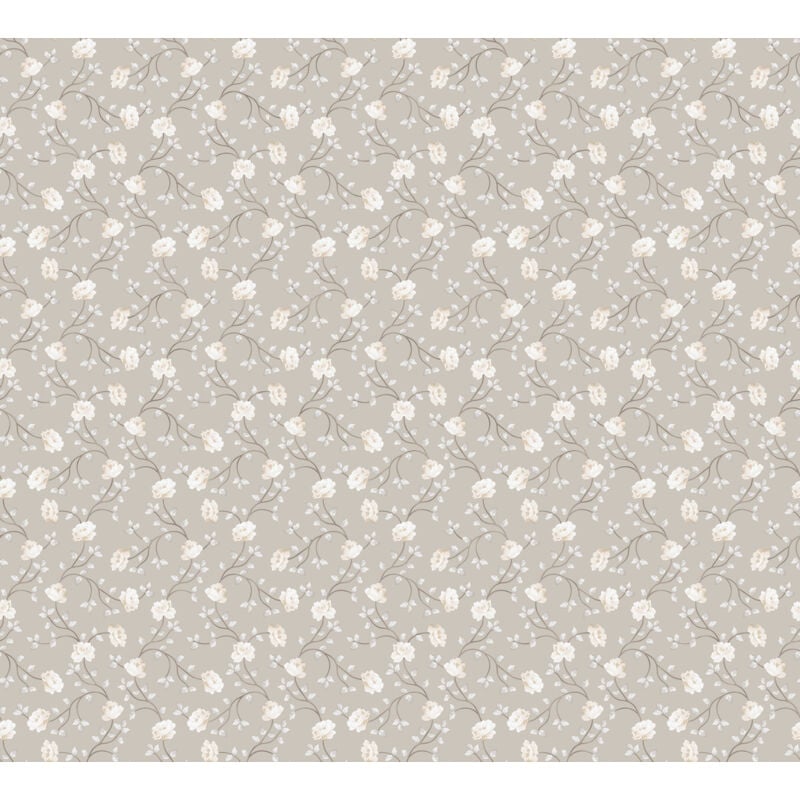Sanders&sanders - papier peint fleurs beige et blanc