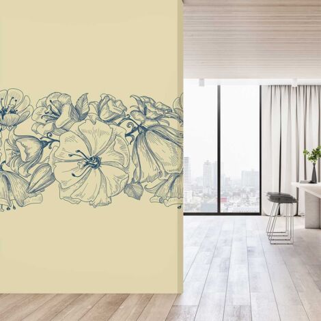 Papier peint fleurs d encre papier peint
