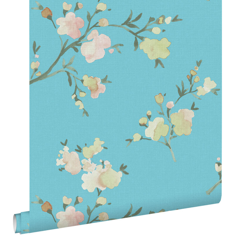 Papier peint fleurs de cerisier bleu-Van-Gogh Estahome