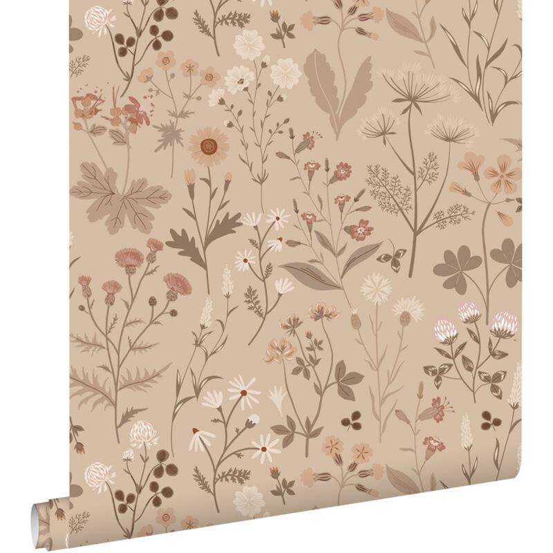Papier peint fleurs des champs sable beige Estahome
