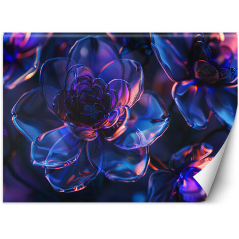Papier peint Fleurs en verre bleu marine - profondeur 3D 350x245