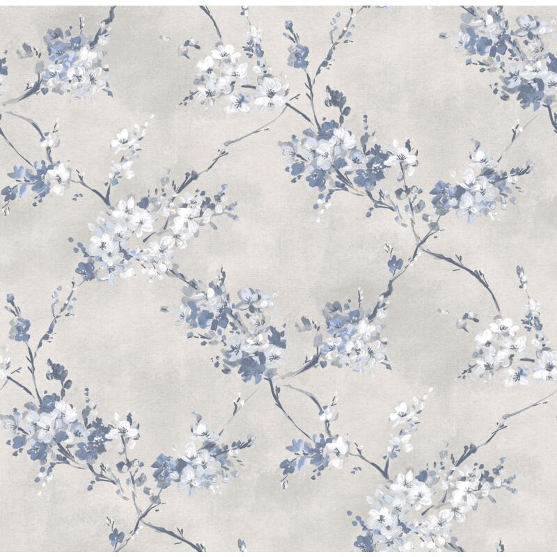 Papier peint fleurs bleu gris Sanders&sanders