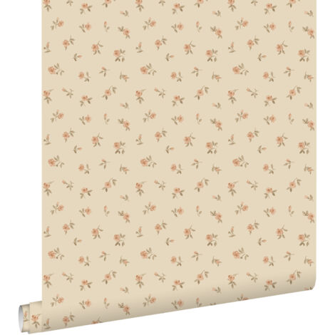 papier peint fleurs intage beige  - ESTAhome