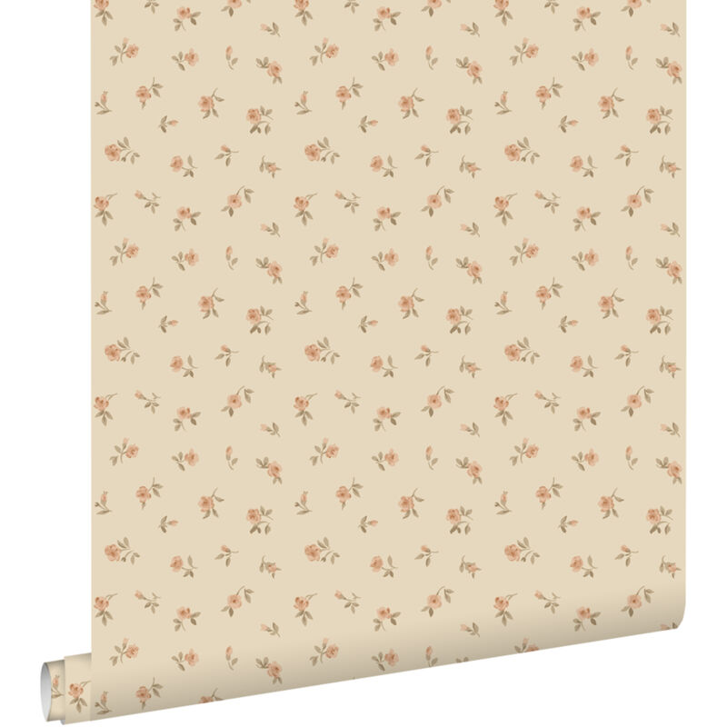 papier peint fleurs intage beige - ESTAhome