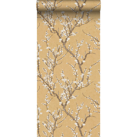 papier peint fleurs jaune ocre et blanc - Sanders & Sanders