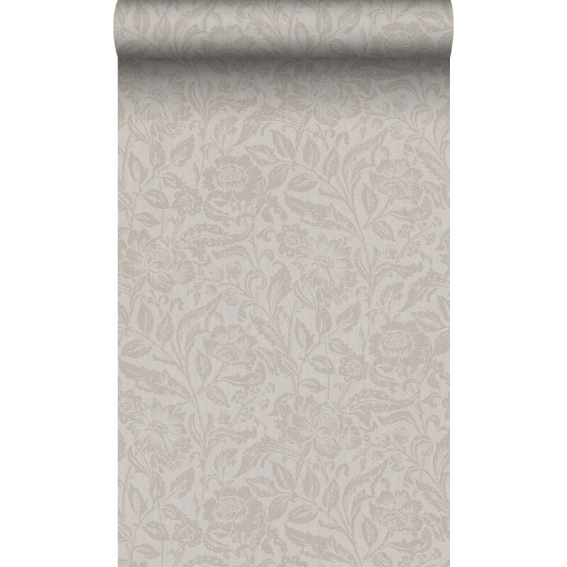 Origin - papier peint fleurs taupe clair Wallcoverings