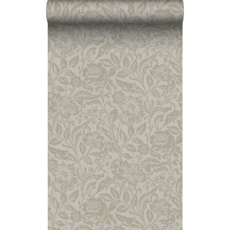 papier peint fleurs marron clair - Origin Wallcoverings