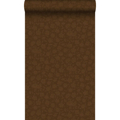 papier peint fleurs marron et or brillant  - Origin Wallcoverings