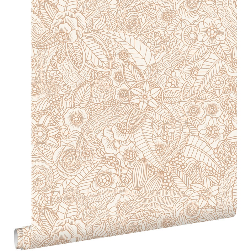 Papier peint fleurs beige Estahome