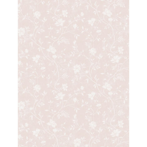 papier peint fleurs rose poudre clair et blanc  - Sanders & Sanders