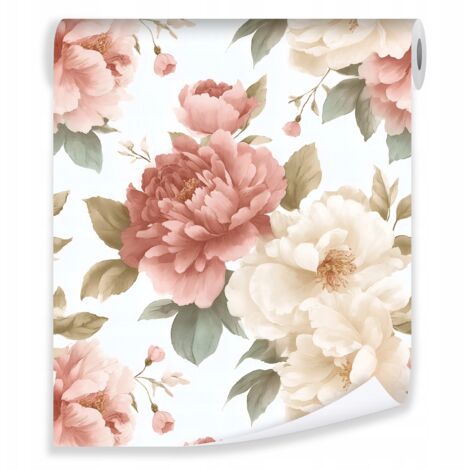 Papier peint fleurs roses pivoines romantic interlining wall living room bedroom
