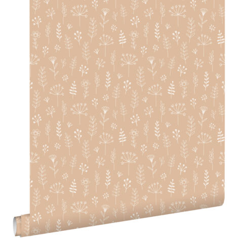 papier peint fleurs terracotta claire  - ESTAhome