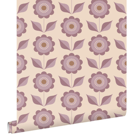 papier peint fleurs violet  - ESTAhome