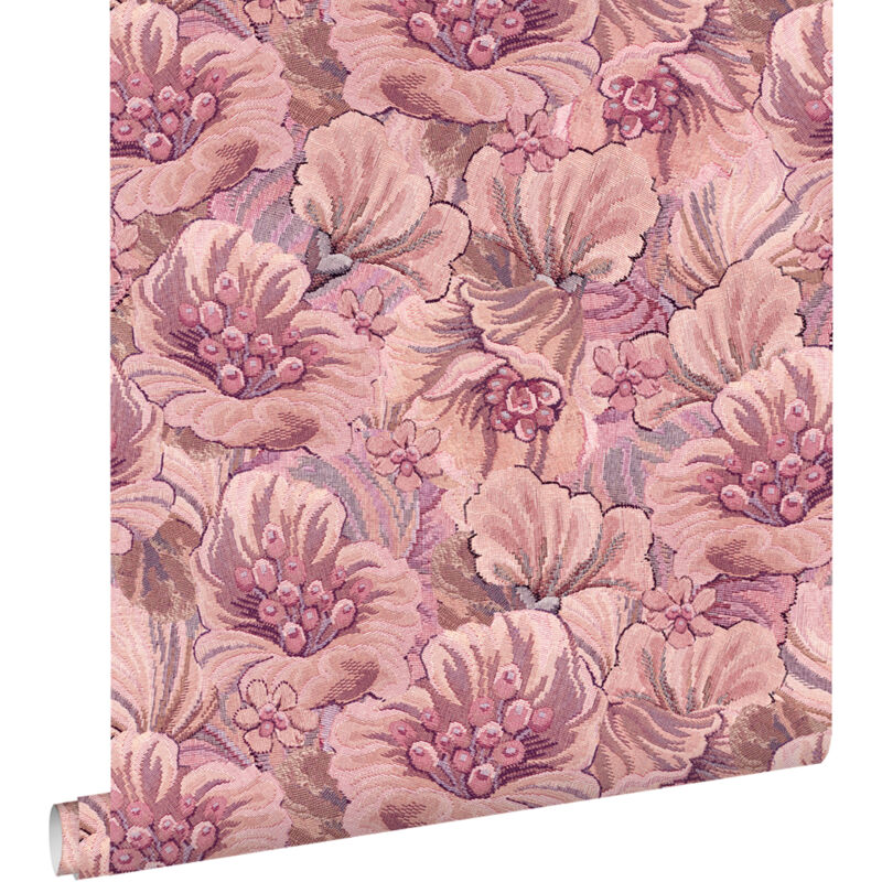 papier peint fleurs violet et rose - ESTAhome