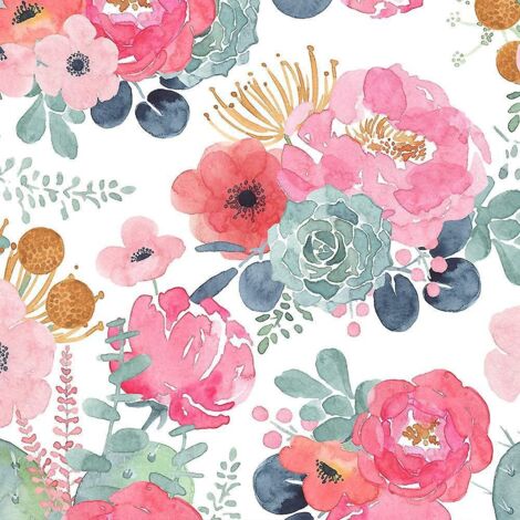Papier peint floral autocollant à motif cactus aquarelle, préencollé, décoratif, 45 cm x 3 m
