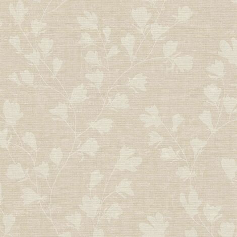 Papier peint floral beige et crème à feuilles Tapisserie nature à motifs de fleurs Papier peint gaufré style botanique idéal pour couloir