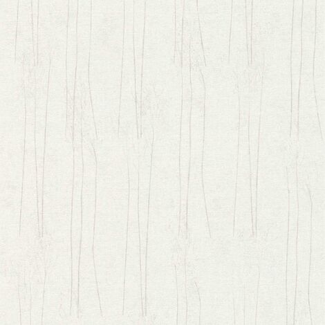 Papier peint floral blanc gris Tapisserie à motifs d'herbes en fleurs Papier peint nature style scandinave idéal pour cuisine