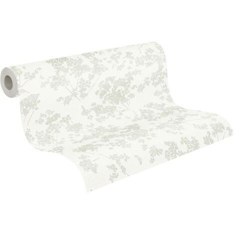 Papier peint floral crème et vert Tapisserie style campagne cottage pour cuisine Papier peint motifs à fleurs pour couloir et salon