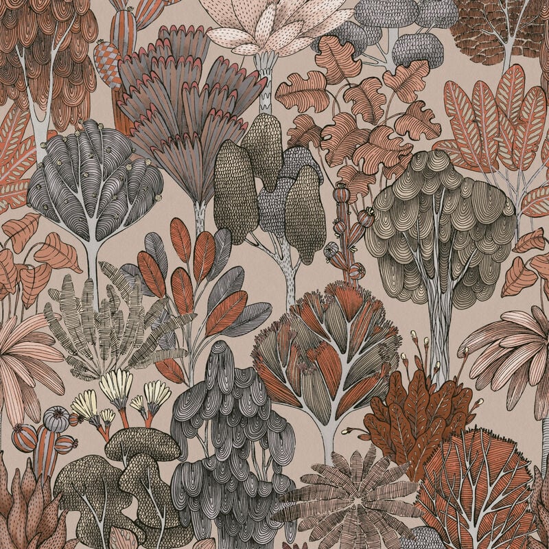 Papier peint arbre idéal cuisine Tapisserie forêt orange & beige chambre adulte Papier peint forêt intissé bureau et couloir