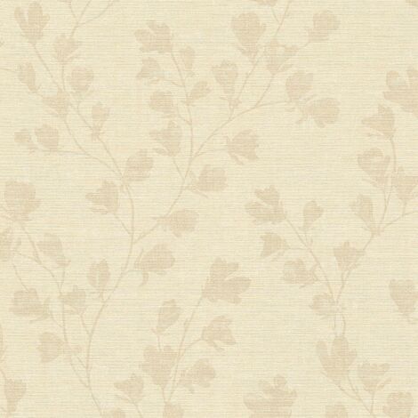 Papier peint floral jaune pâle à feuilles Tapisserie nature à motifs de fleurs Papier peint gaufré style botanique idéal pour chambre