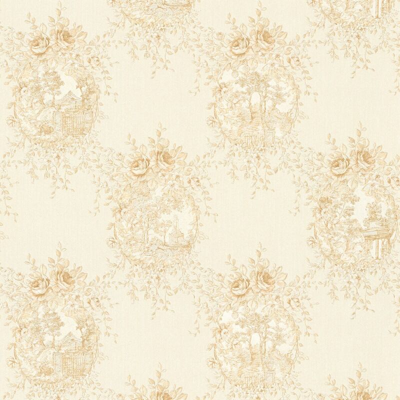 

Papier peint floral 344994 papier peint intissé légèrement texturé avec des ornements floraux mat or beige 5,33 m2 - Profhome