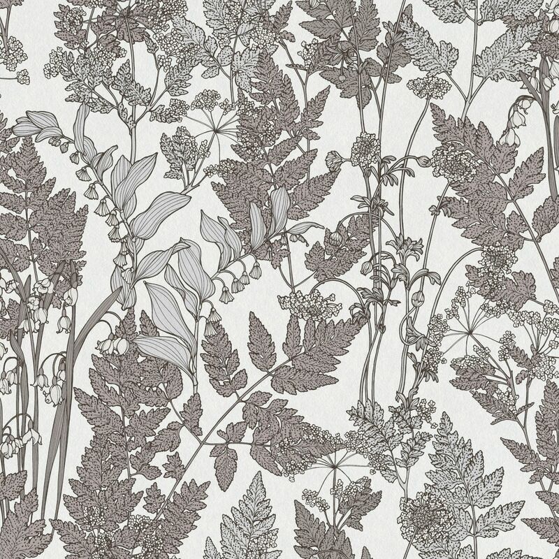 

Papier peint floral 377521 papier peint intissé lisse avec des ornements floraux mat gris blanc 5,33 m2 - Profhome