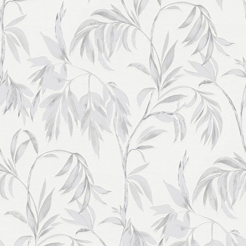 

Papier peint floral Profhome 378302 papier peint intissé légèrement texturé avec des ornements floraux mat gris blanc 5,33 m2
