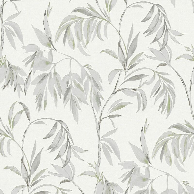 

Papier peint floral Profhome 378303 papier peint intissé légèrement texturé avec des ornements floraux mat gris vert blanc 5,33 m2