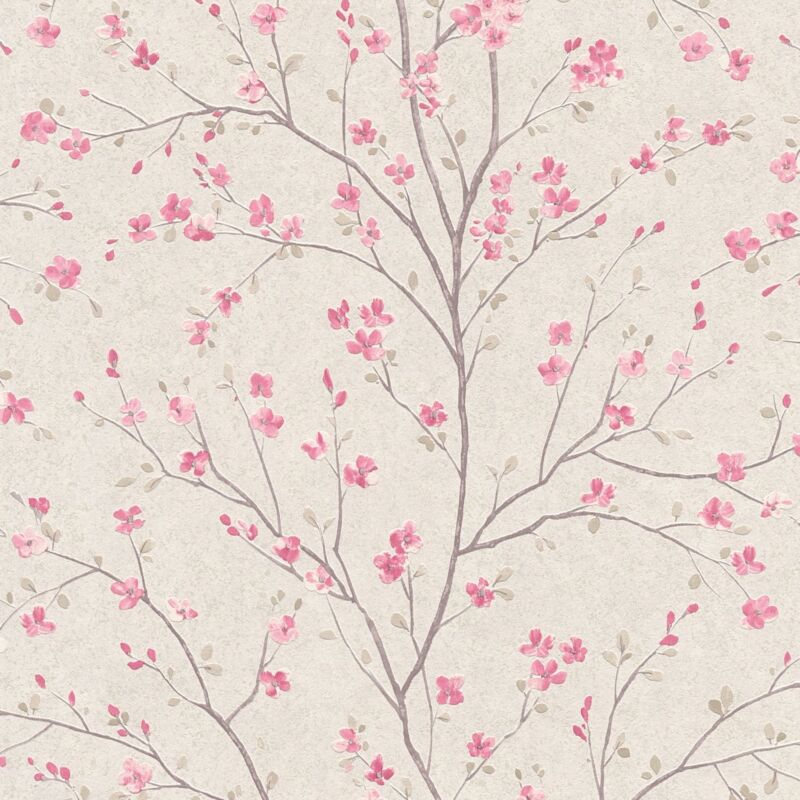 Papier peint floral Profhome 379121 papier peint intissé légèrement texturé avec un dessin floral mat rose blanc 5,33 m2