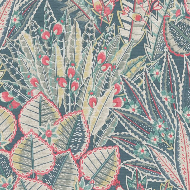 Papier peint floral Profhome 396532 papier peint intissé gaufré à chaud légèrement texturé avec des ornements floraux mat bleu vert rouge 5,33 m2