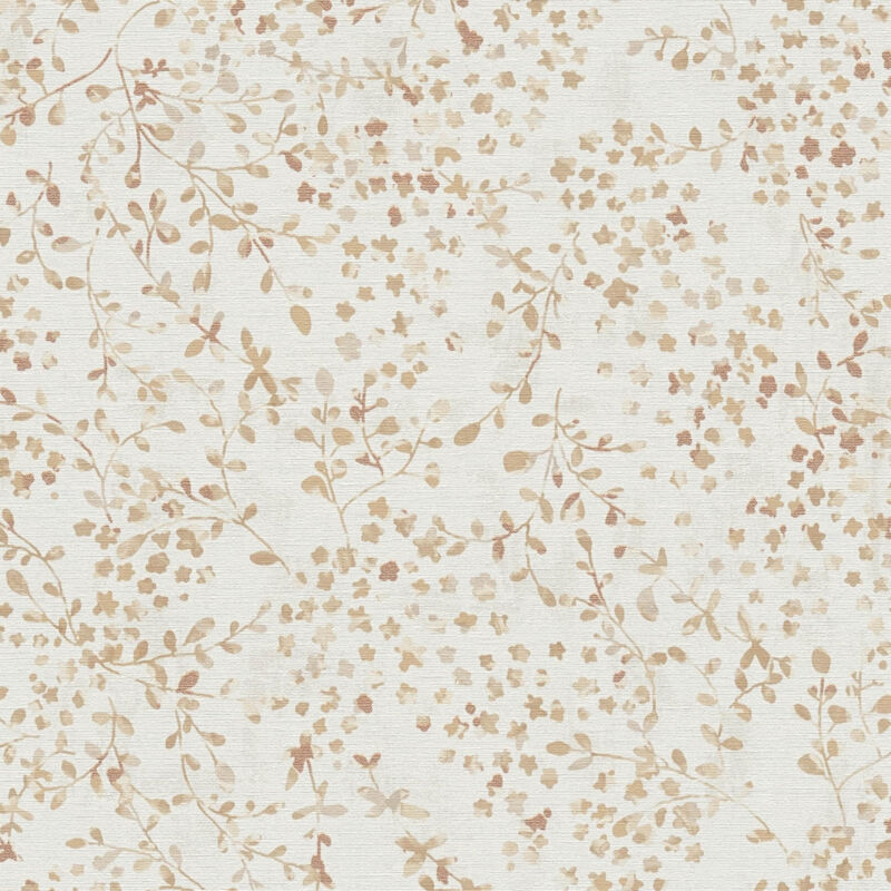 Papier peint floral Profhome 397473 papier peint intissé gaufré à chaud légèrement texturé avec des ornements floraux mat crème beige brun or 5,33 m2